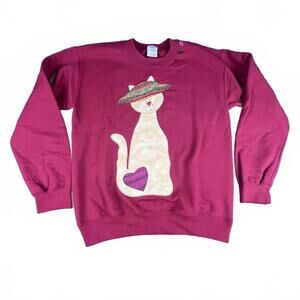 Red Cat Applique Sweatshirt Size S